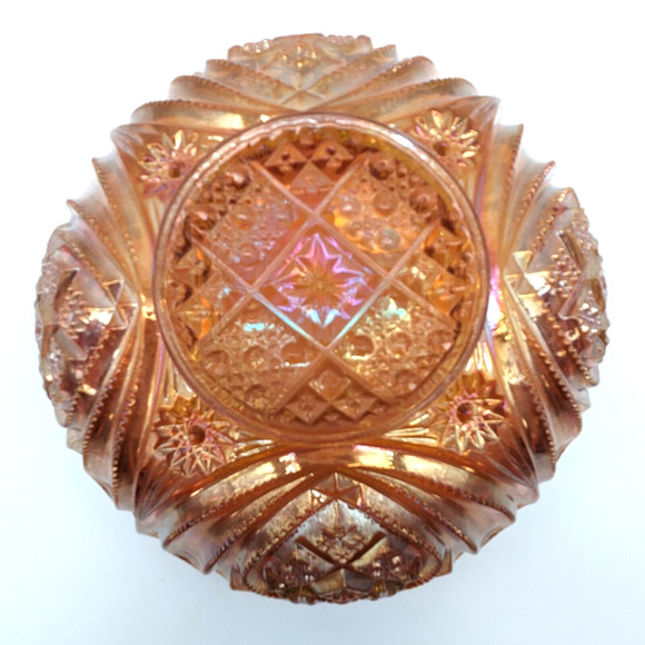 Imperial Carnival Glass Bowl Rubigold Marigold #438 Scalloped Sawtooth Vintage - Picture 10 of 12